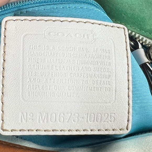 Coach Watercolor Stripe Canvas Tote Bag Leather Trim Multicolor Medium - Picture 4 of 7